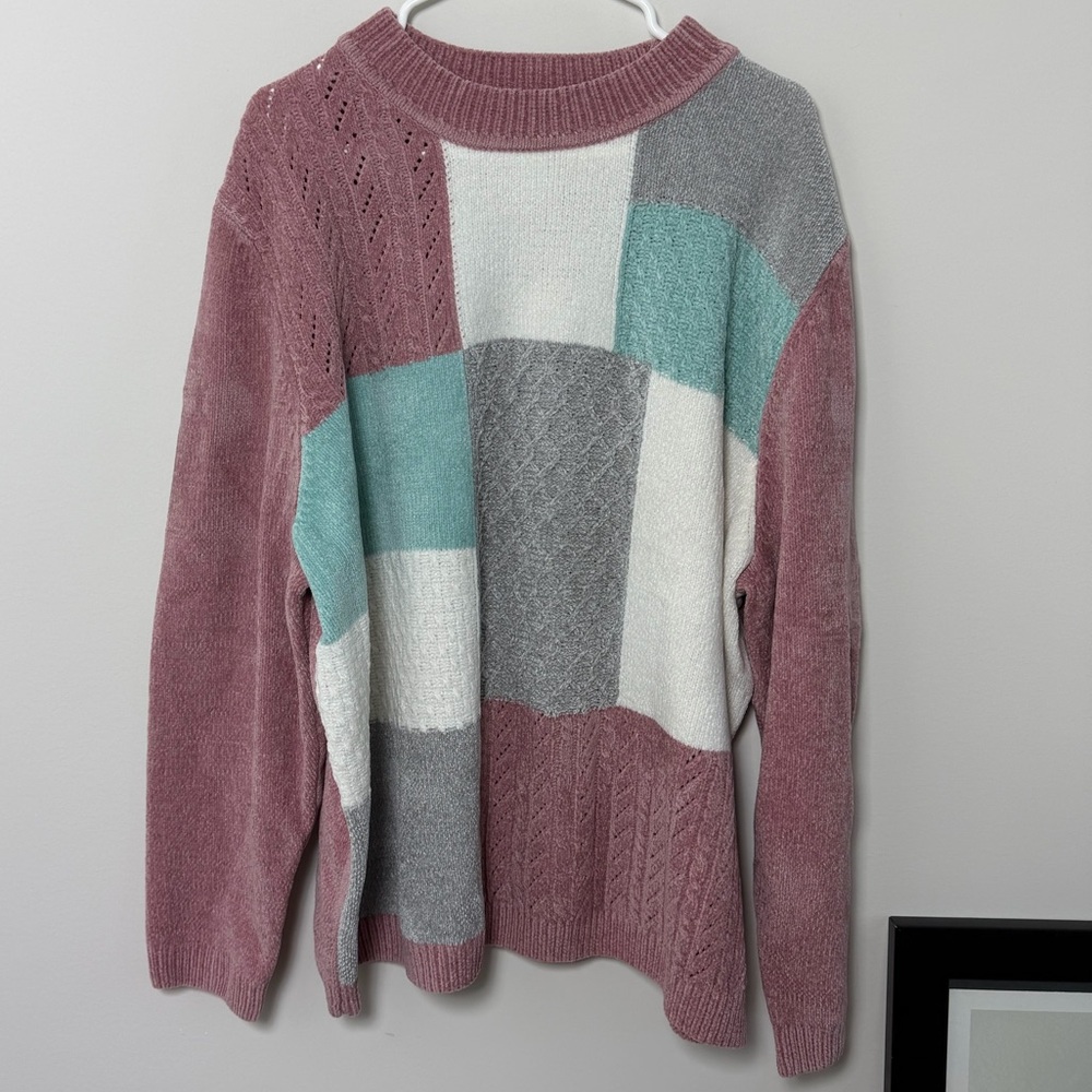 Alfred Dunner Patchwork Colorblock Knit Sweater